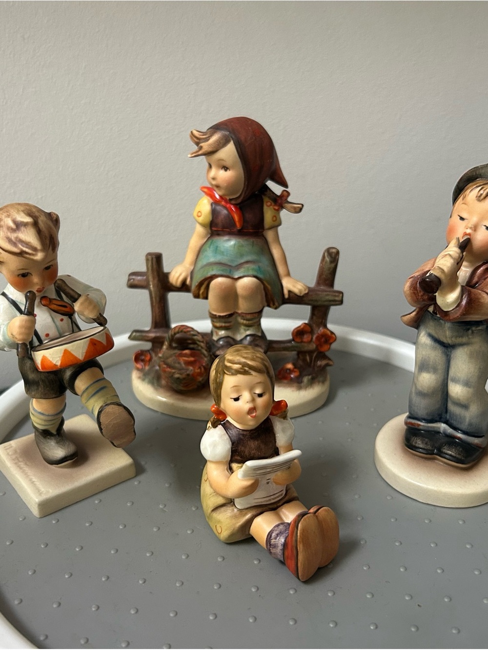 4 Hummel Figurine Lot Boy Girl Drummer Goebel Germany Vintage Collection Decor